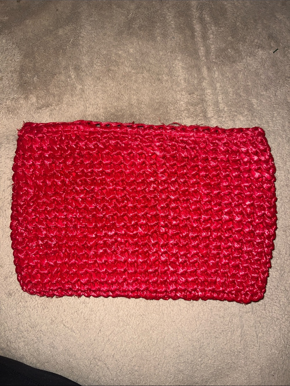 Vintage Raffia Large Red Clutch